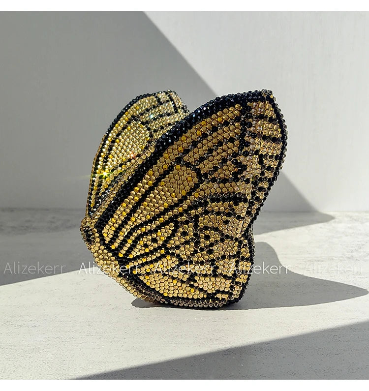 Alizekerr Butterfly Diamond Evening Bags Women 2025 Luxury Designer Gorgeous Rhinestone Clutch Purses And Handbags Wedding Party
