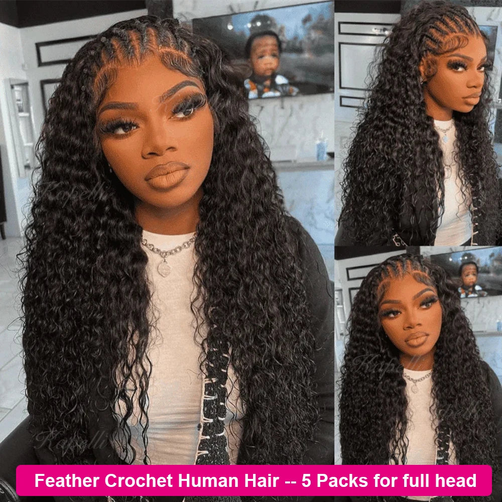 Pre-Divided Deep Wave Human Hair Crochet Extensions for Women