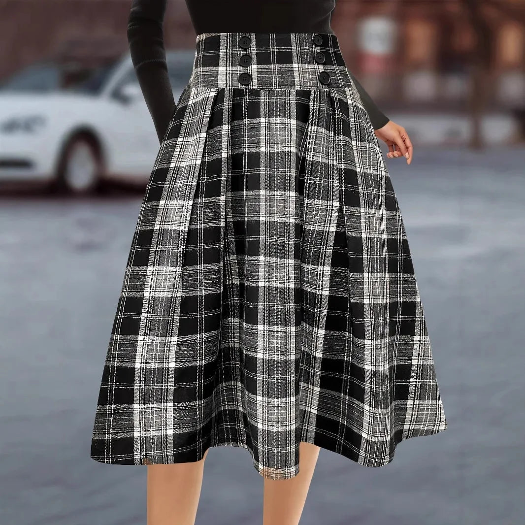 Plaid Maxi High Waist Ruffled Skirt