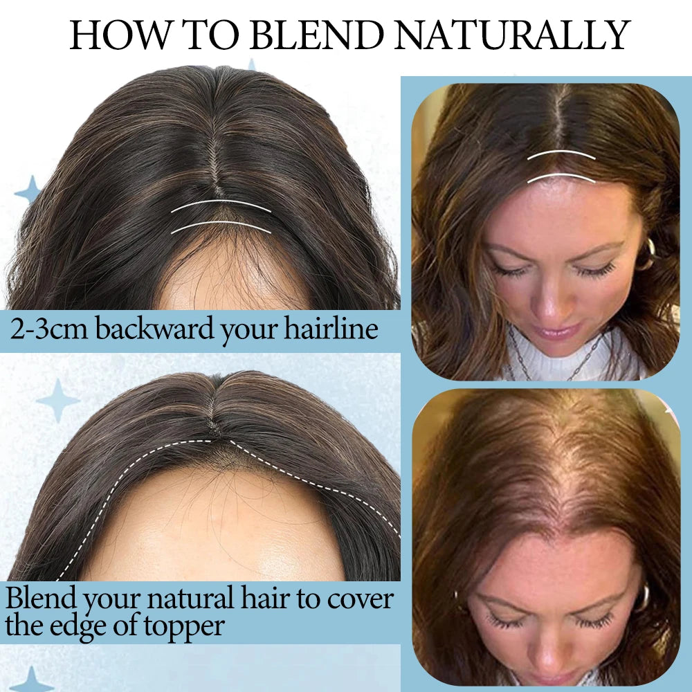 Short Wavy Synthetic Clip In With Bangs Hair Topper for Women