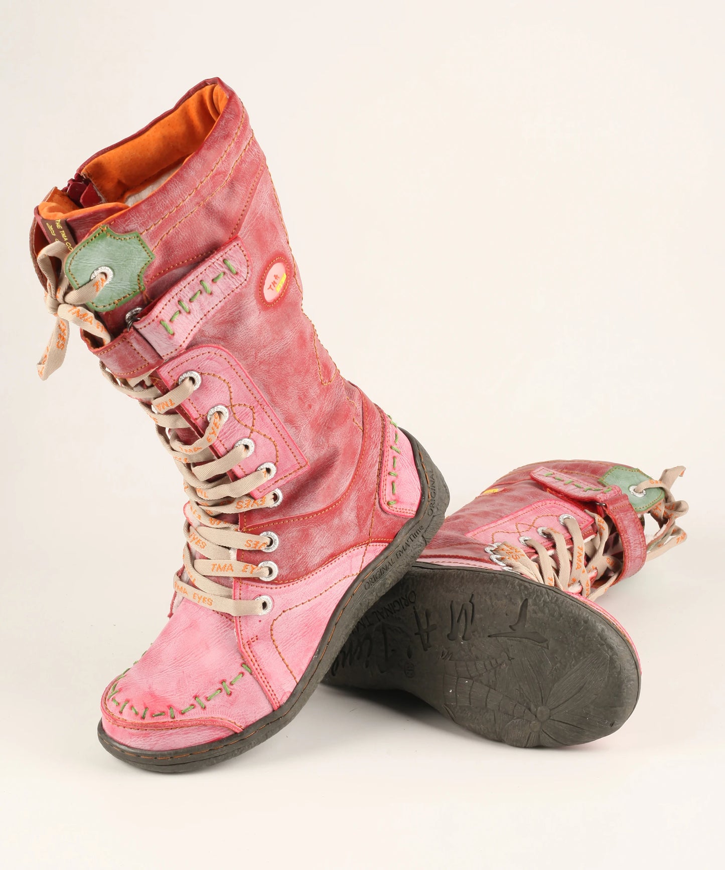 Hand Stitched Leather Mid Calf Boots
