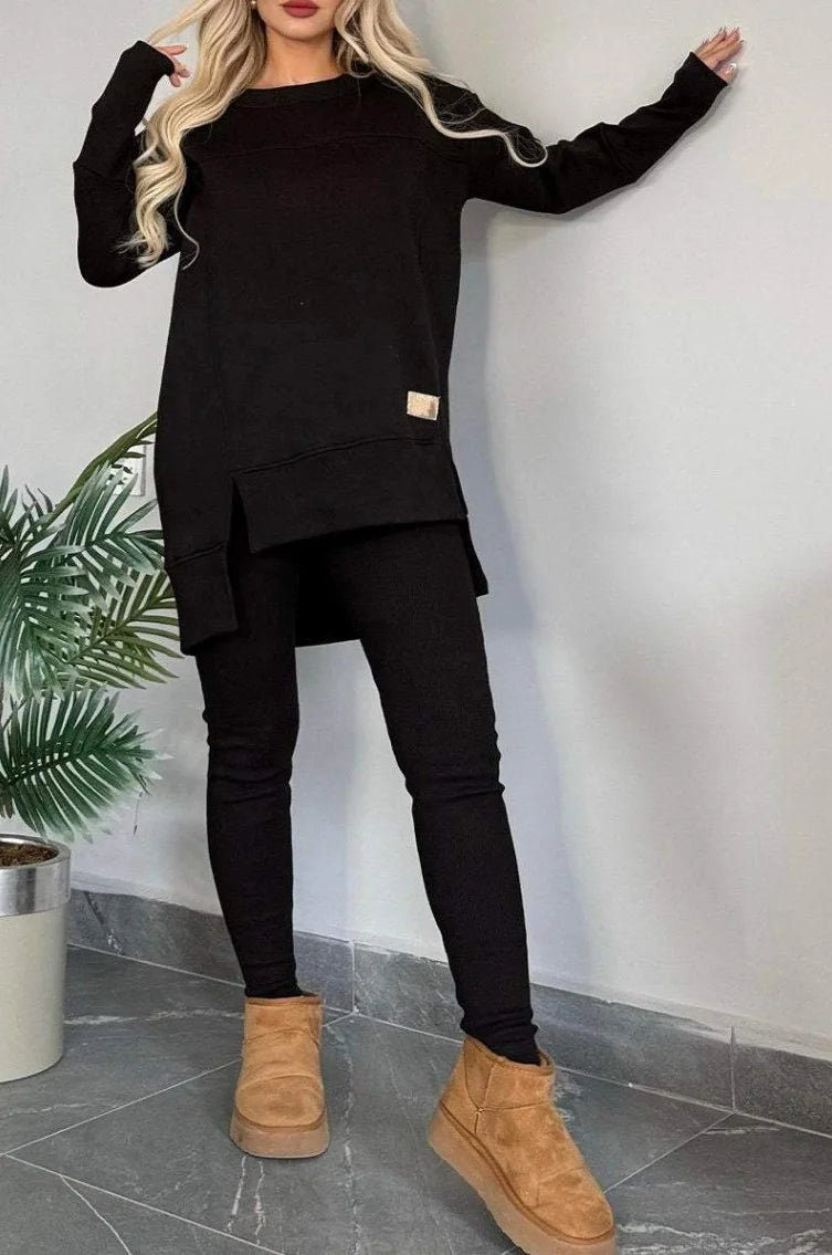Casual Long Sleeve Two Piece Pullover Set for Women