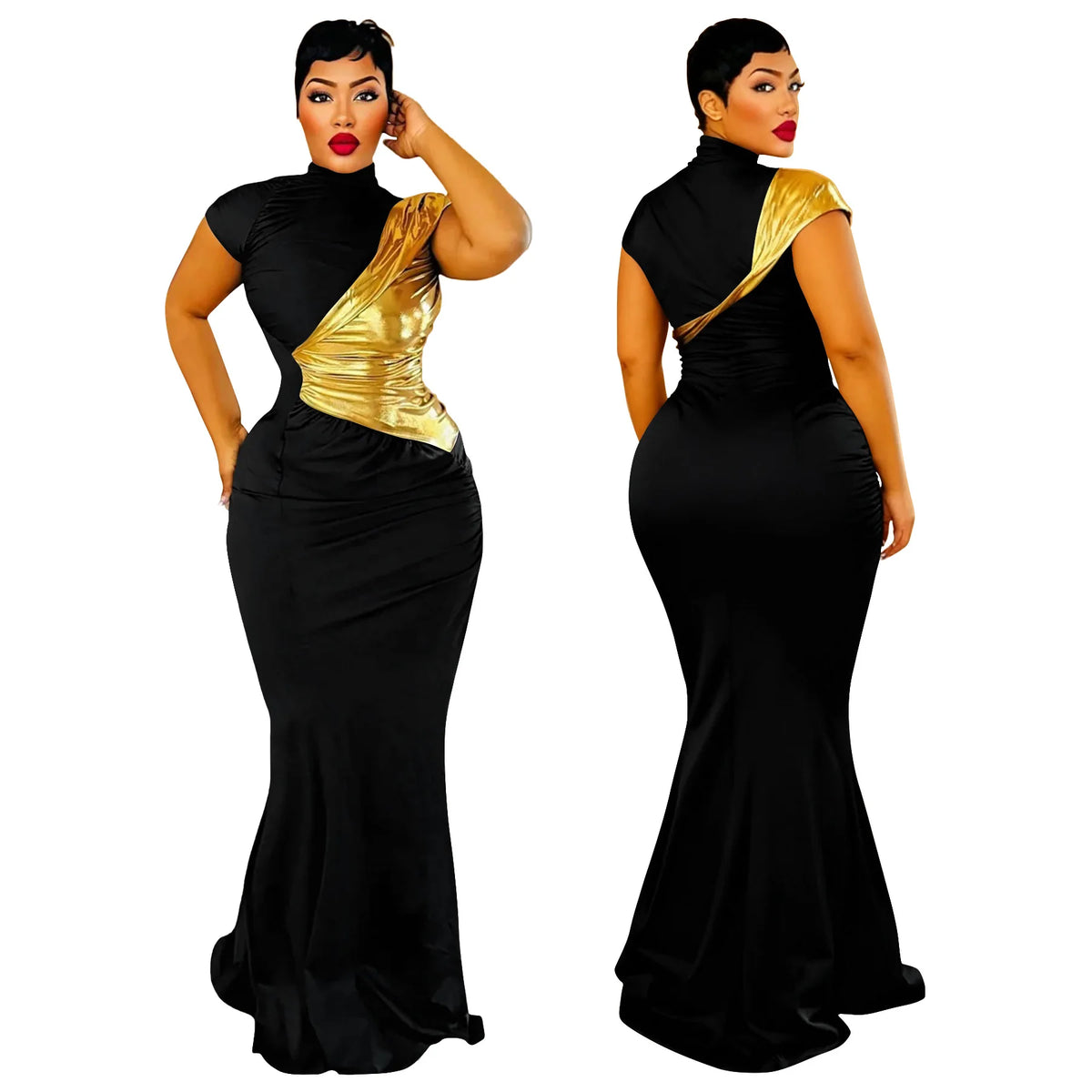 Elegant Dashiki Short Sleeve Traditional Maxi Dress for Women