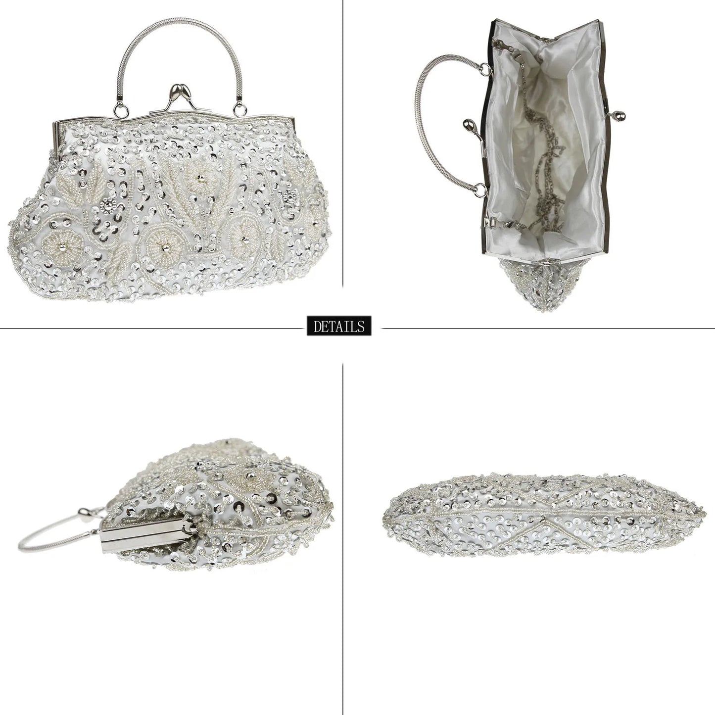 Retro Beaded Embroidered Evening Clutch Bag for Women