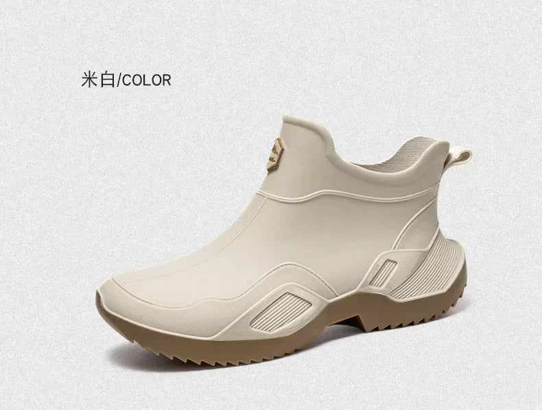 Round Toe Waterproof Ankle Rain Boots