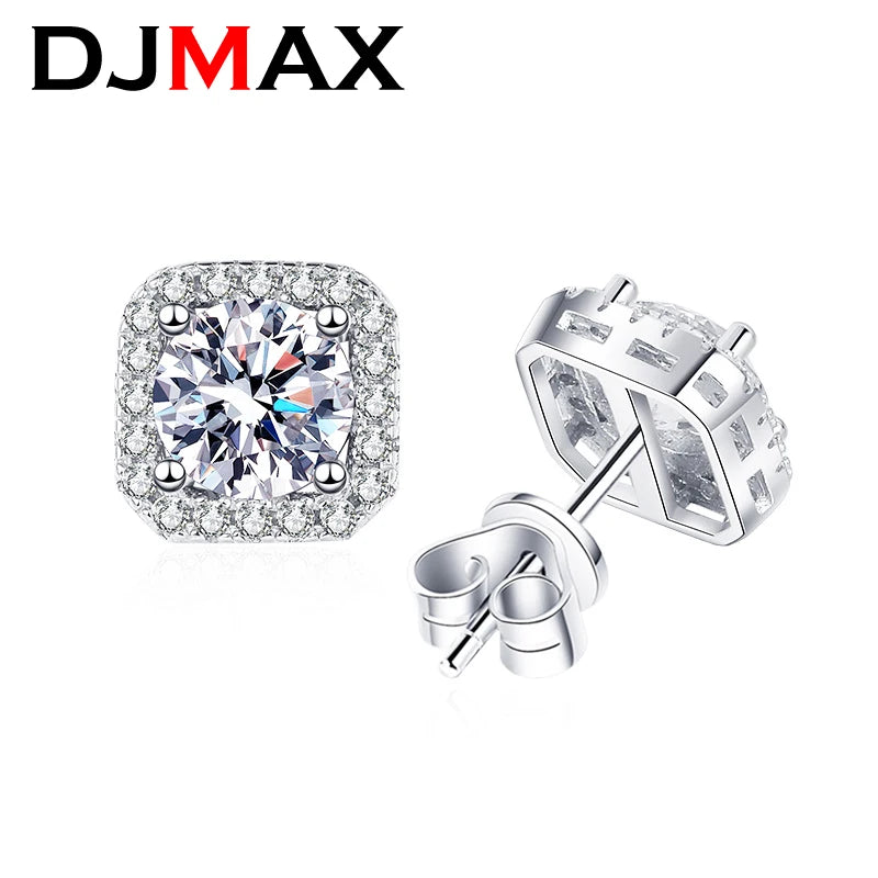 Moissanite Stud Earrings in Sterling Silver for Women