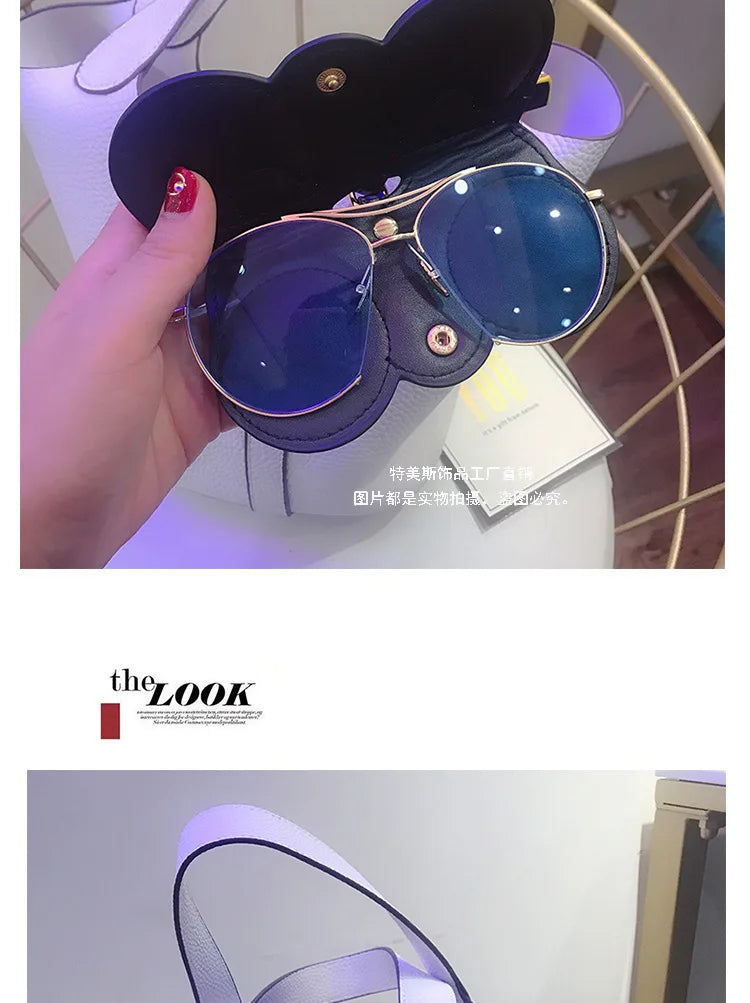 Diamonds cute glasses clip ins fashion sunglasses bag portable sunglasses case protective cover bag bag hanging jewelry