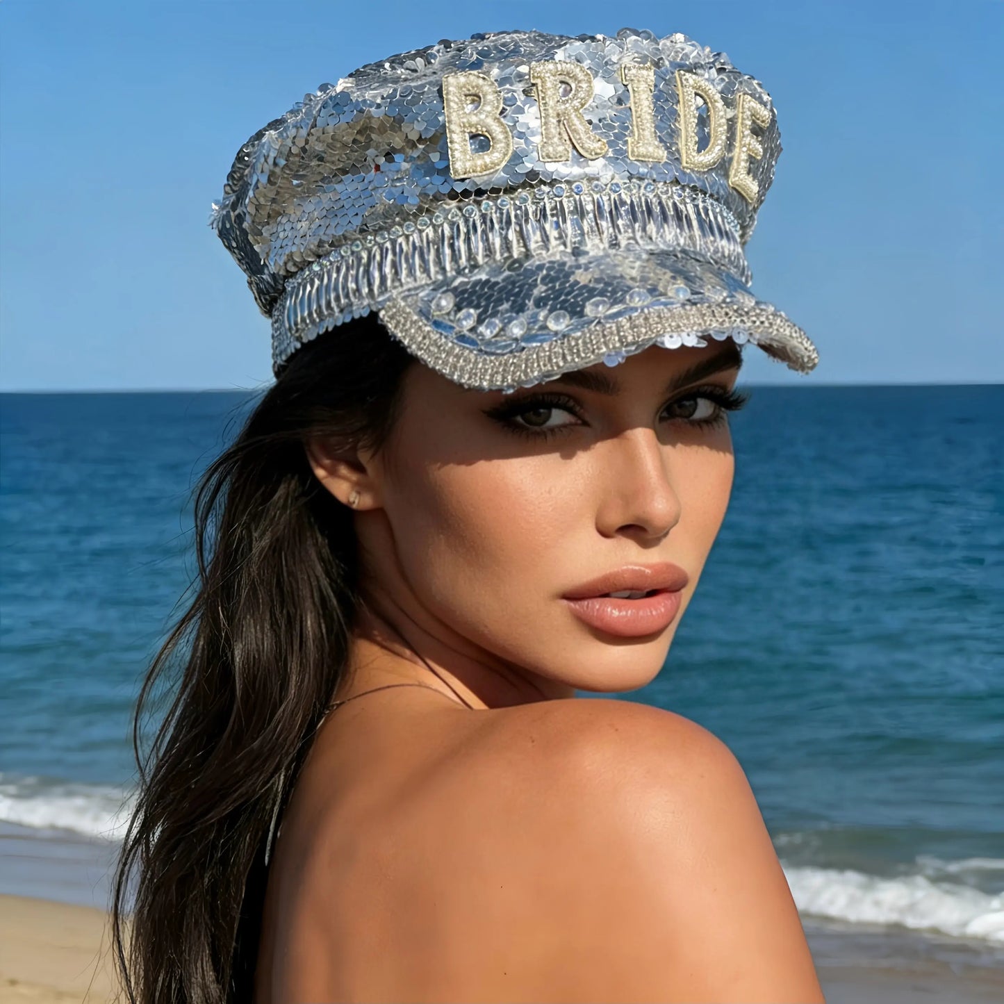 Black Luxury Steampunk Rhinestone Baseball Cap for Women