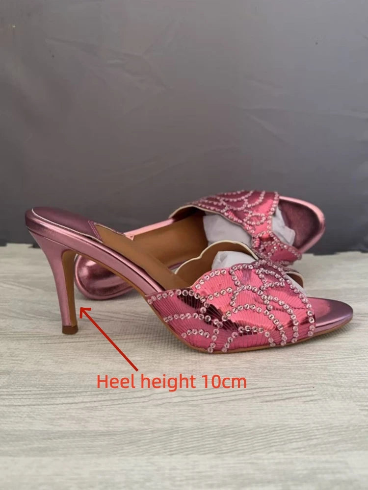 Luxurious Sparkling Fish Mouth Strap Sandals for Women