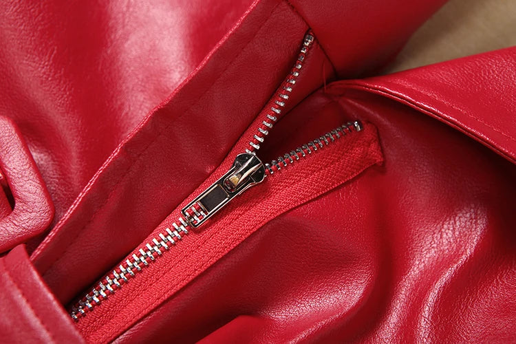 Elegant Belted Faux Leather Cropped Jacket for Women