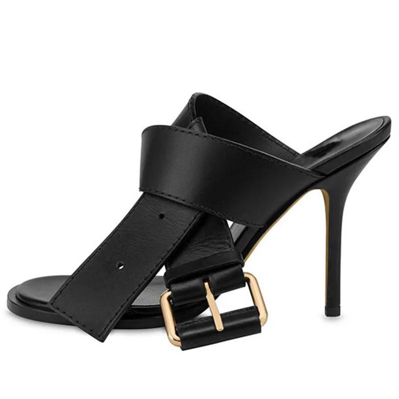 Rhinestone Butterfly Big Buckle High Heel Sandals for Women