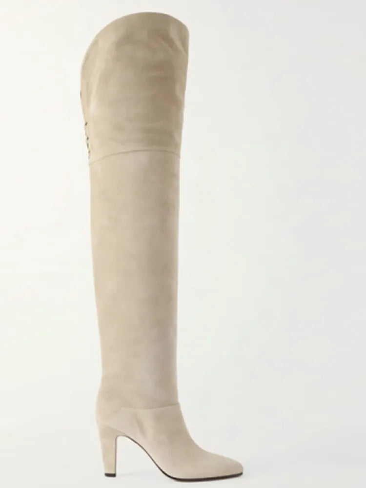 Plus Size Wide Calf Leather Over The Knee Boots for Women