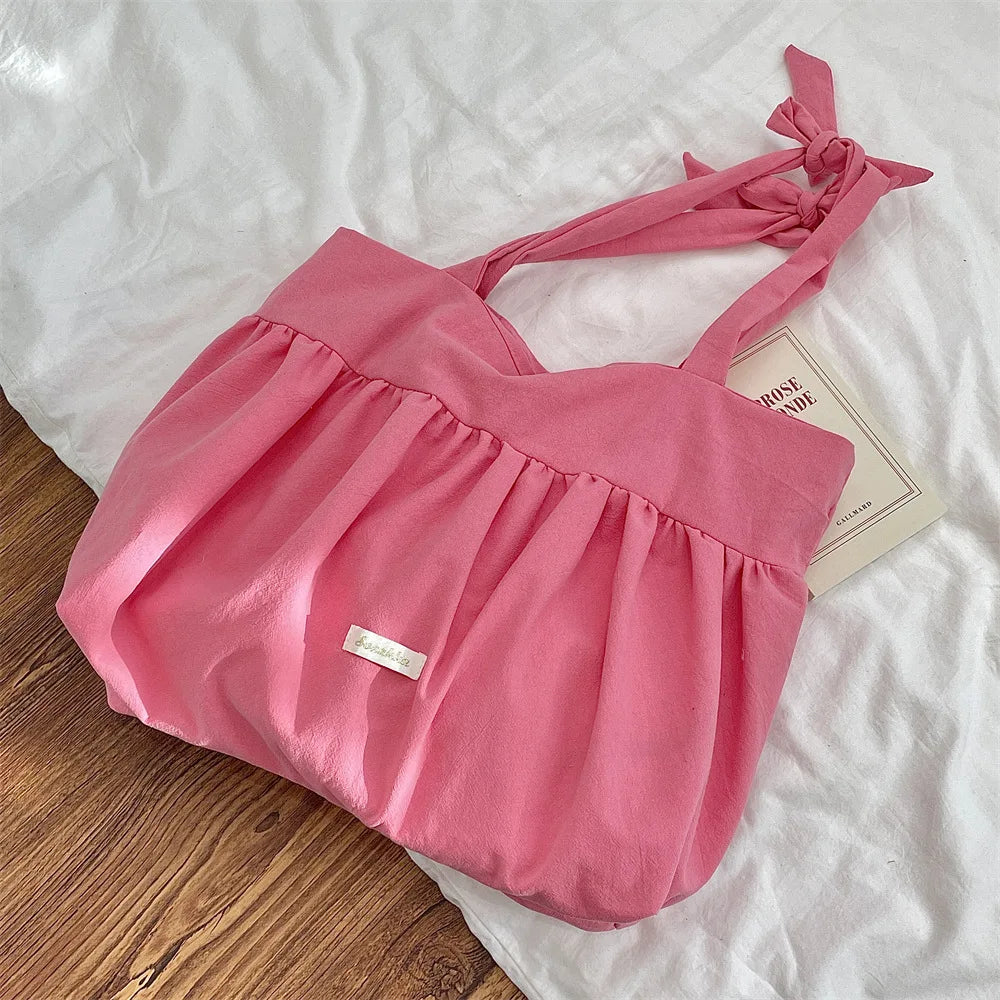 Casual Large Capacity Belted Canvas Tote Bag for Women
