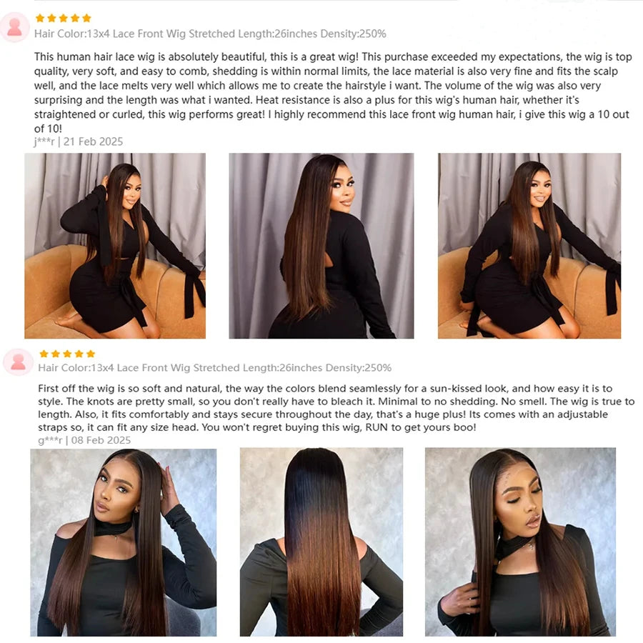 Ombre 1b/4 Colored Glueless Wig Ready To Go 13x6 HD Lace Frontal Wig 13x4 HD Lace Front Human Hair Wigs 5x5 HD Lace Closure Wig