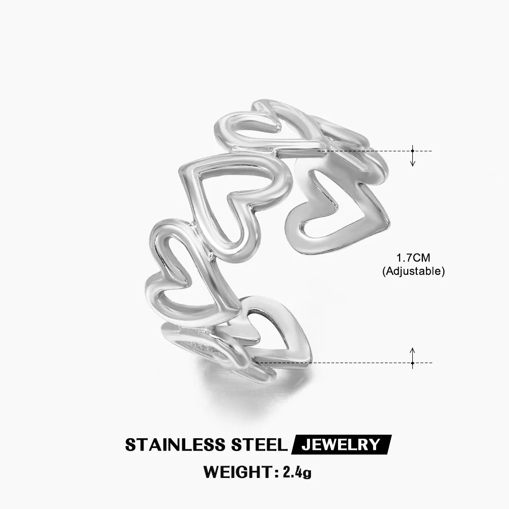 Open Heart Stainless Steel Ring