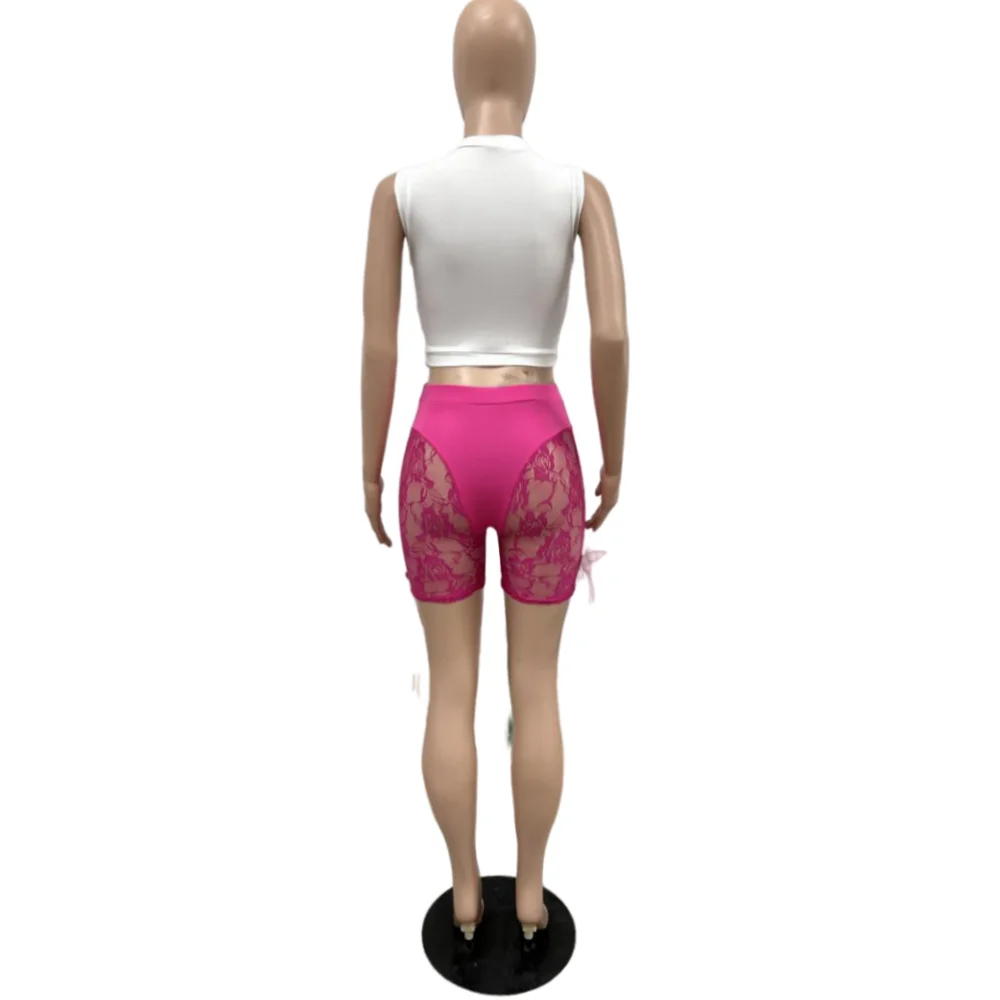 Lace Bow Bandage High Waist Shorts