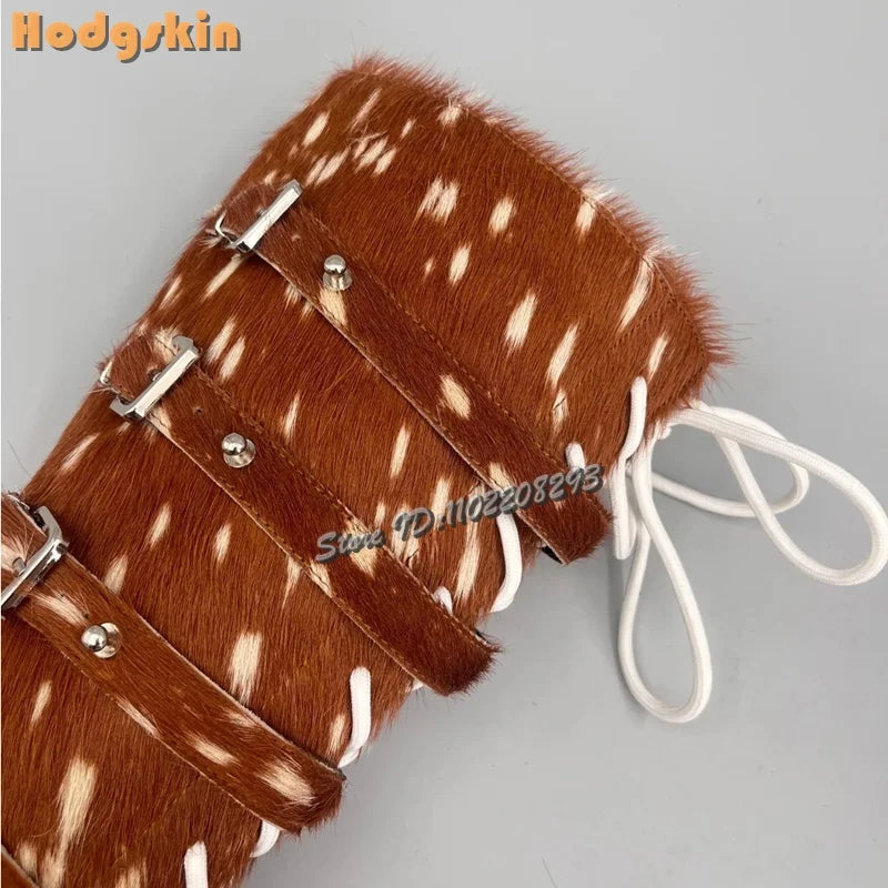 Faux Hair Over-the-Knee Pointed Toe Boots for Women
