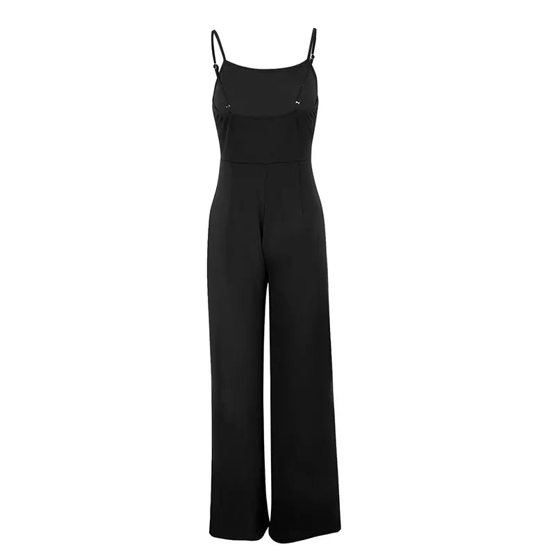 Summer New Women Sling Jumpsuits Streetwear Fashion Casual Slim Jumpsuits Black Sexy Backless V-Neck Sleeveless Female Clothing