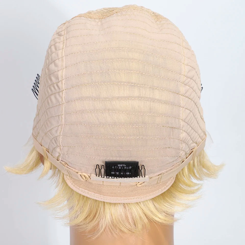 Blonde Short Pixie Cut Silky Lace Front Wig for Women