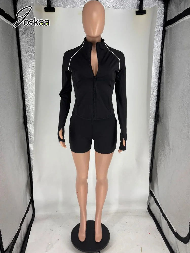 Casual Sporty Zip Up Long Sleeve Thumb Hole Two Piece Set for Women