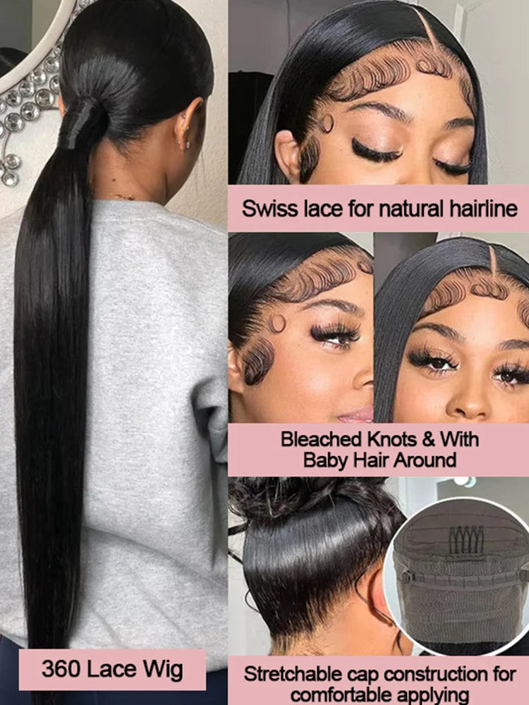 Brazilian Bone Straight Full Lace Human Hair Wig for Women