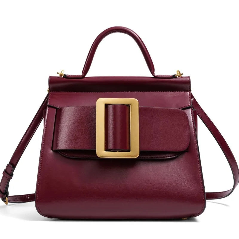 Structured Square Buckle Shoulder Bag