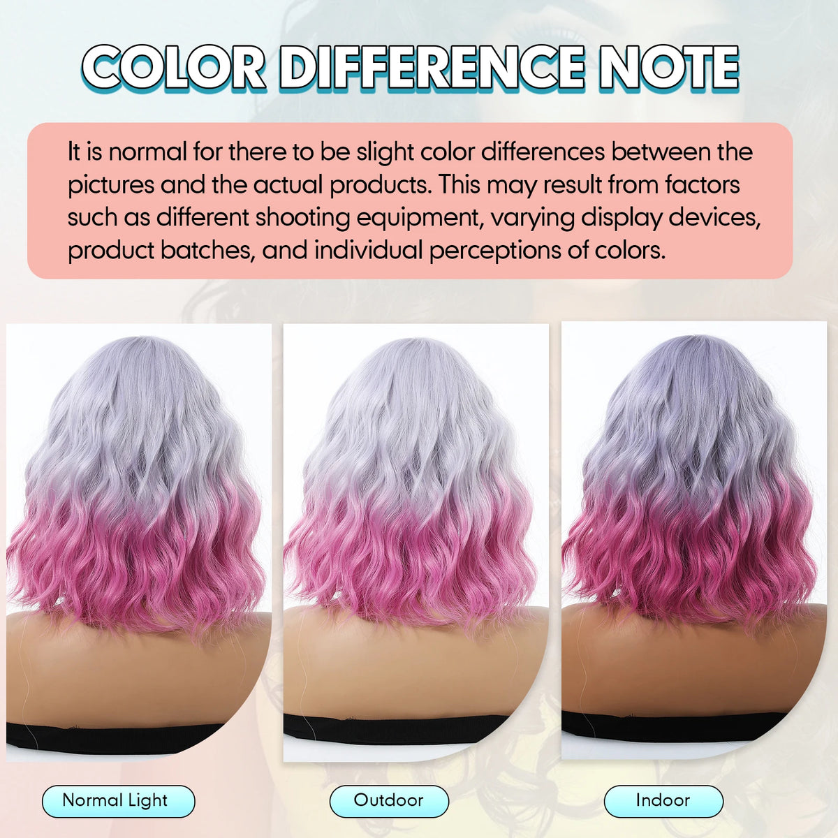 Pink Purple Ombre Curly Synthetic Wig With Bangs for Women