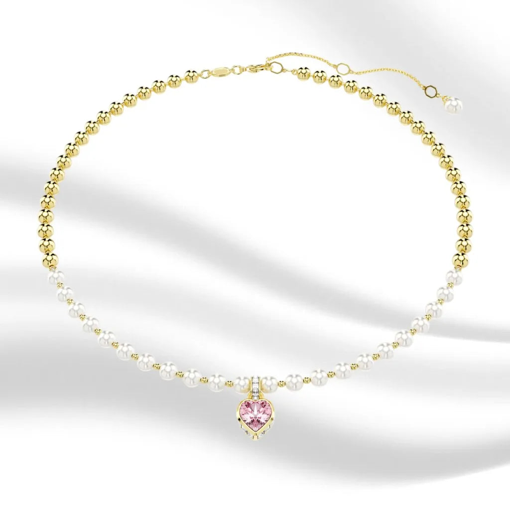 Elegant Gold-Plated Mixed-Cut Crystal Pendant Necklace for Women