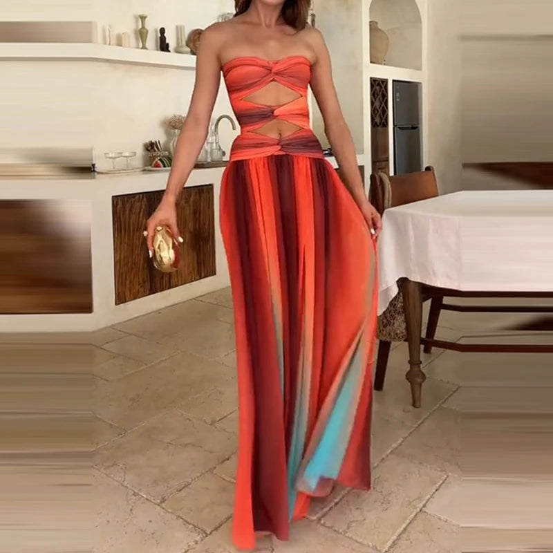One Shoulder Gradient Evening Dress