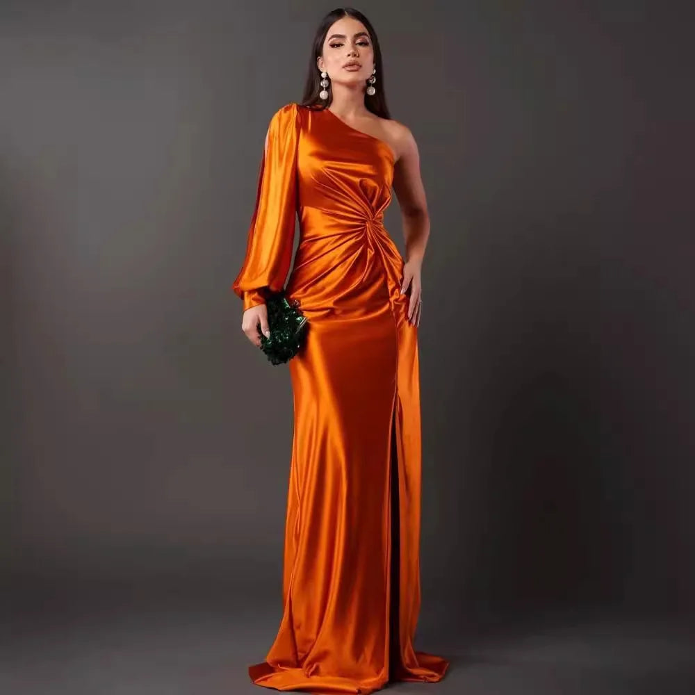 Elegant One Shoulder Backless Maxi Dress for Women