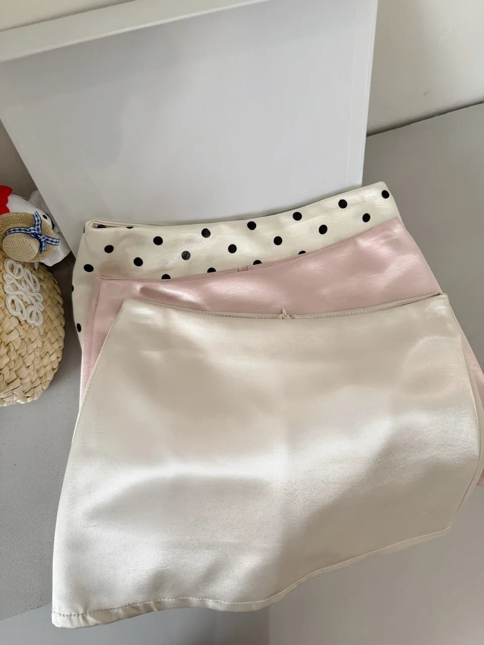 Vintage Polka Dot High Waisted Mini Skirt for Women