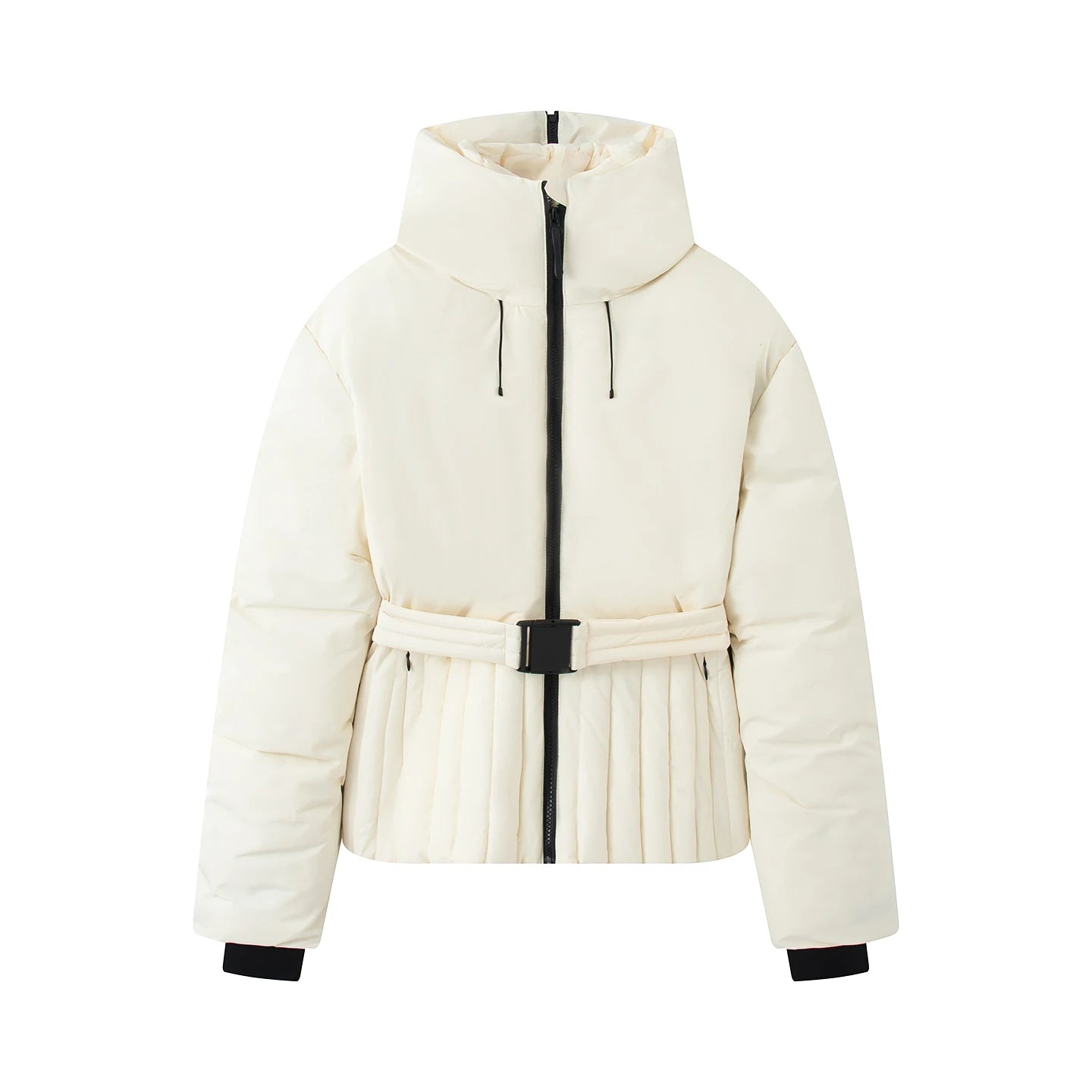 Thick Padded Windproof Burgundy Hooded Winter Parka Jacket For Women