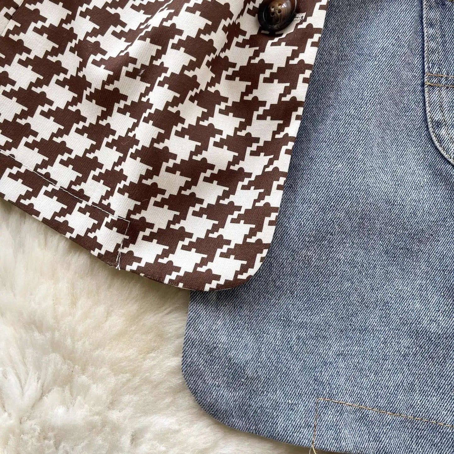 ANJY Autumn New Women Vintage Streetwear Ins Stylish Denim Patchwork Single Breasted Coat Casual Elegant Asymmetric Blazer A8421