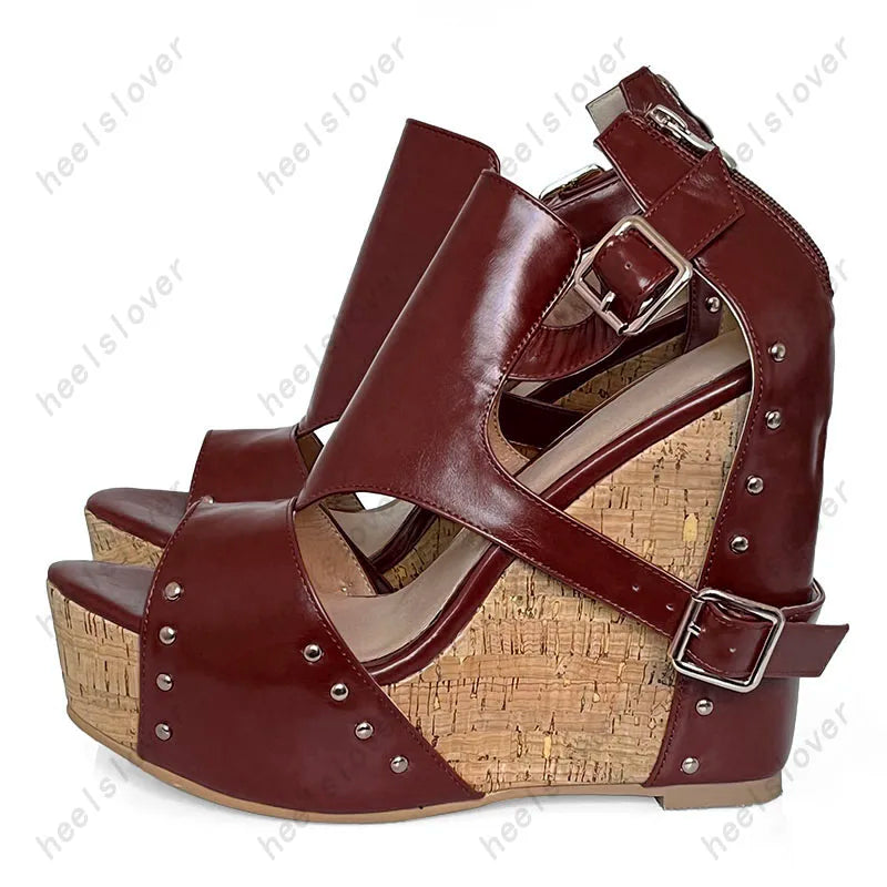 Super High Platform Open Toe Wedge Sandals For Women