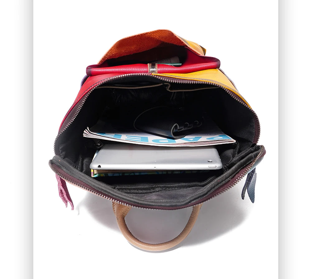Large Capacity Soft Cow Leather Backpack for Women