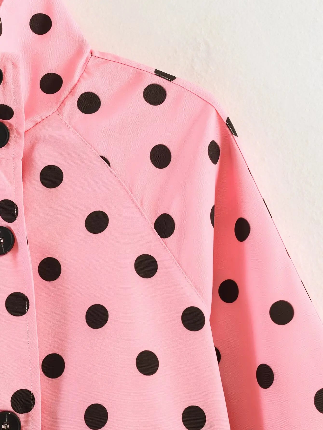 Polka Dot Double Breasted Belted Chic Jacket for Women
