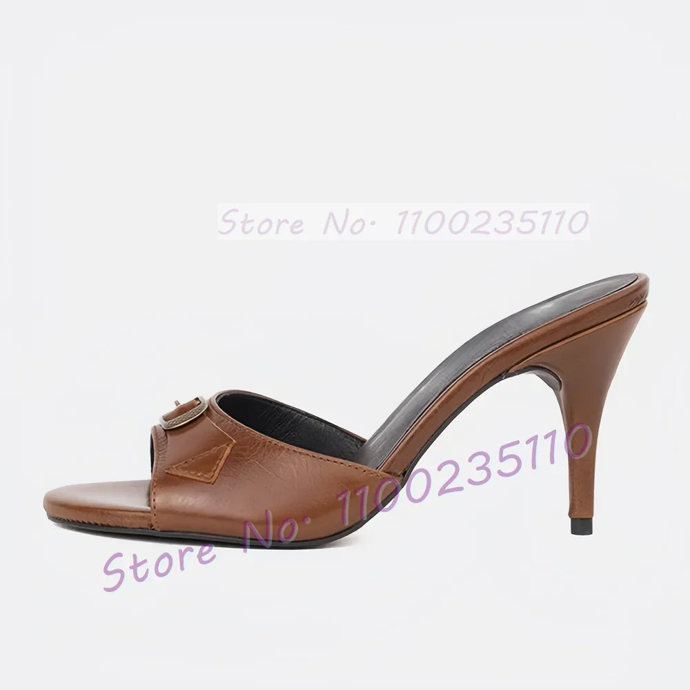 Sophisticated Purple Round Toe Buckle Mules For Women