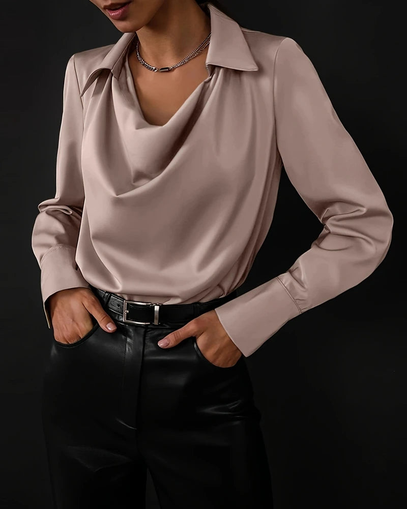 Spring Solid V Neck Long Sleeve Casual Shirt Pullover Top
