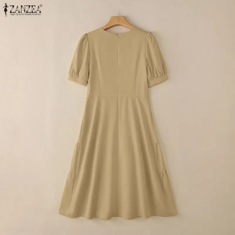 Tiered Puff Sleeve Midi Dress