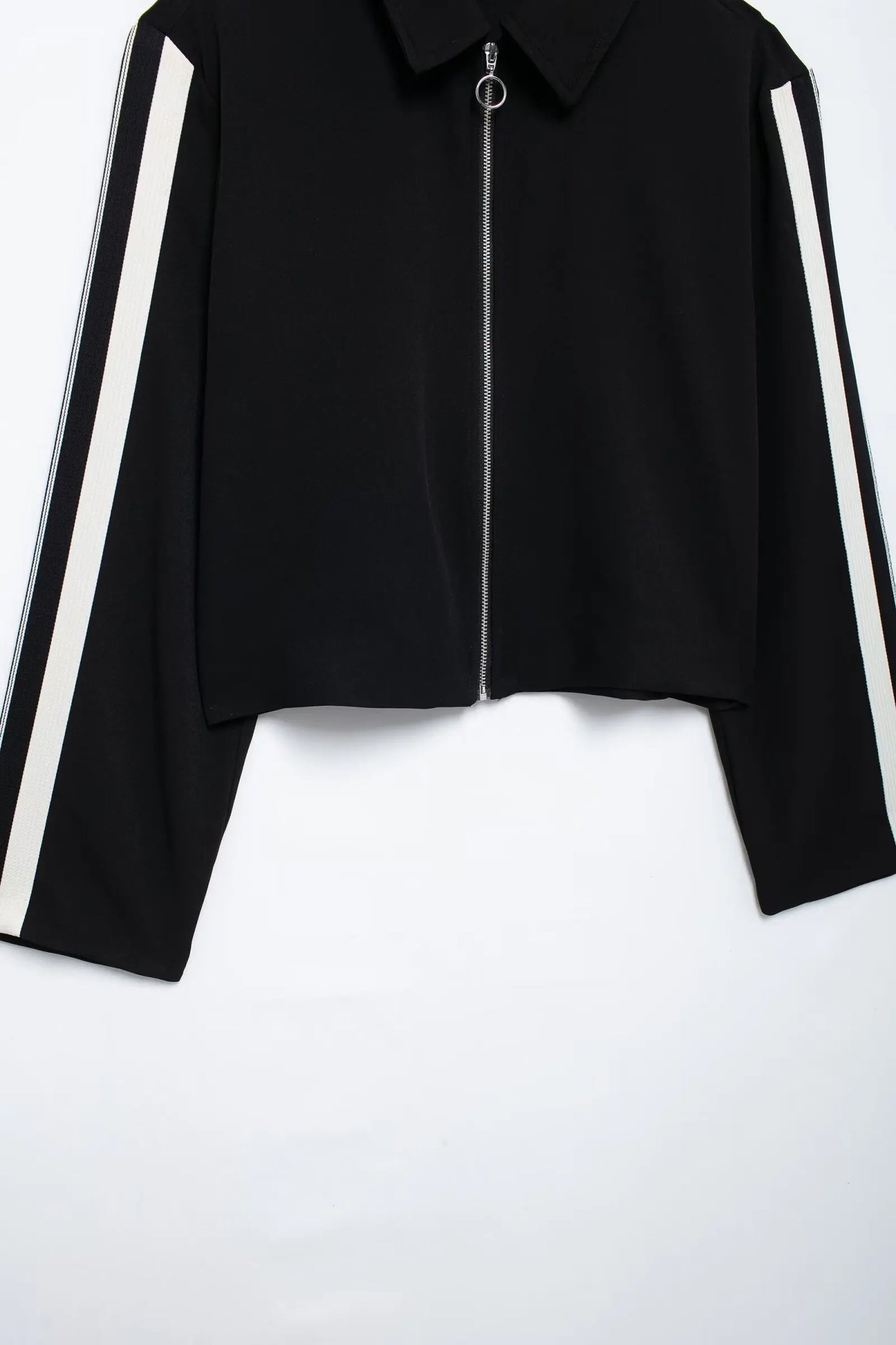 Lapel Long Sleeve Zipper Sports Jacket Two Piece Wide Leg Pants Set for Women