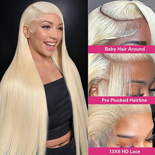 13x6 Lace Front Wig Human Hair Blonde Wigs for Women 613 HD Transparent Lace Frontal Wigs Human Hair Pre Plucked with Baby Hair