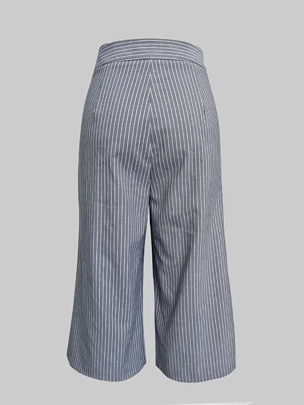 Beautyblue Casual Striped Suit Pants High Waisted Women's Pants 2025 Fashion Stylish Loose Straight Trousers for Business Office