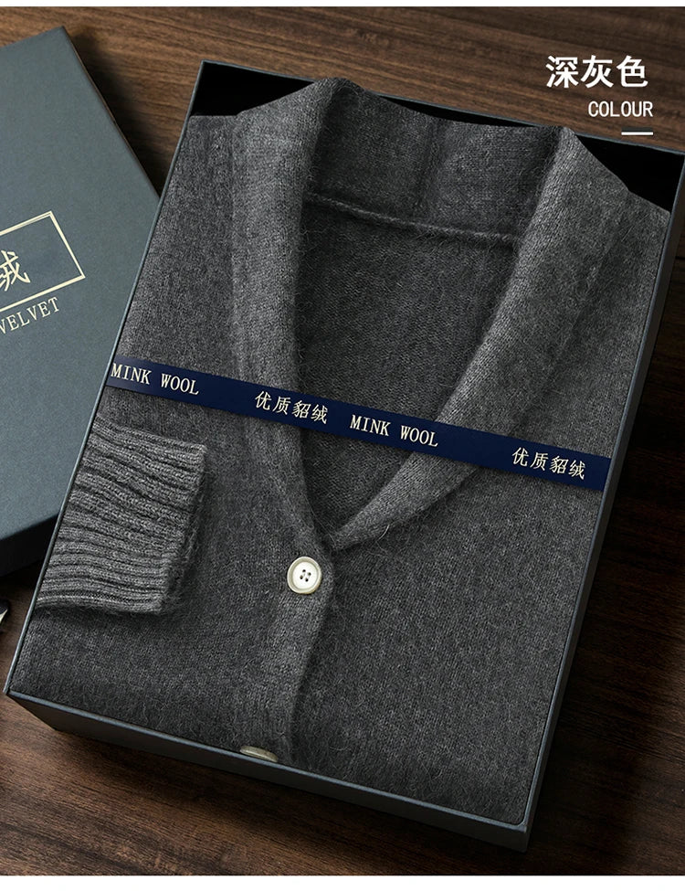 Warm Winter Wool Knit V-Neck Pocket Cardigan for Women