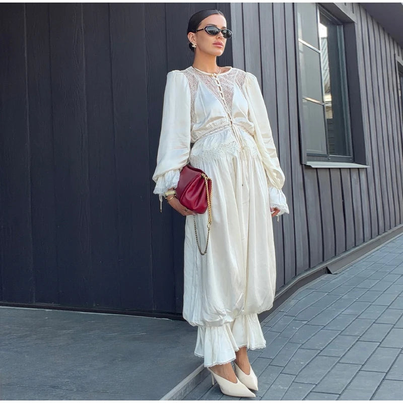 Tailored Lapel Jacket and Pleated Trousers Set for Women