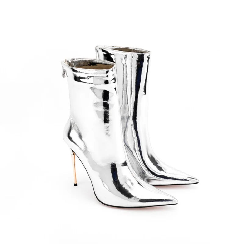 Glam Shiny Back Zipper Over The Knee Boots for Women