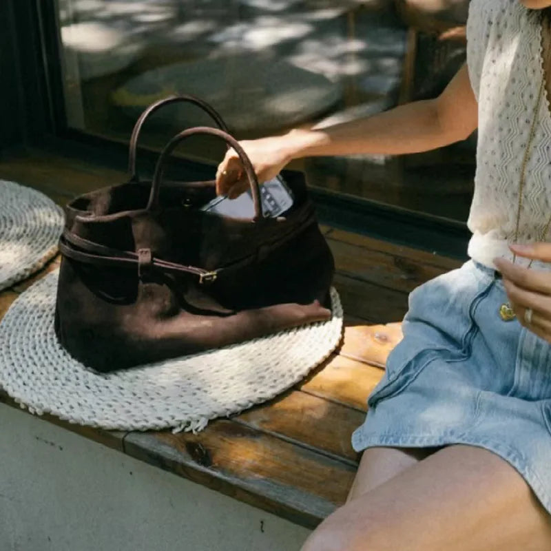 Autumn and winter new frosted suede belt buckle hand-held tote bag lazy style commuting women's bag