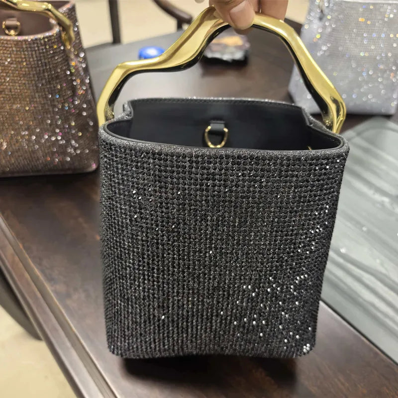 Embellished Metal Handle Evening Clutch