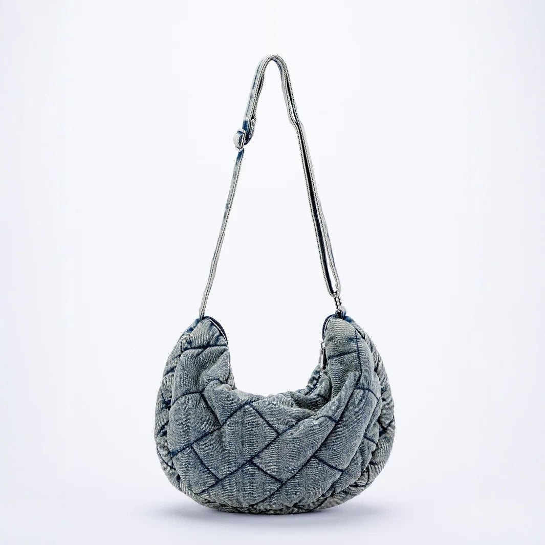 Vintage Denim Shoulder Bag Women's Large Capacity Messenger Bag Multi-pockets Satchel Bags Adjustable Strap Ladies Crossbody Bag