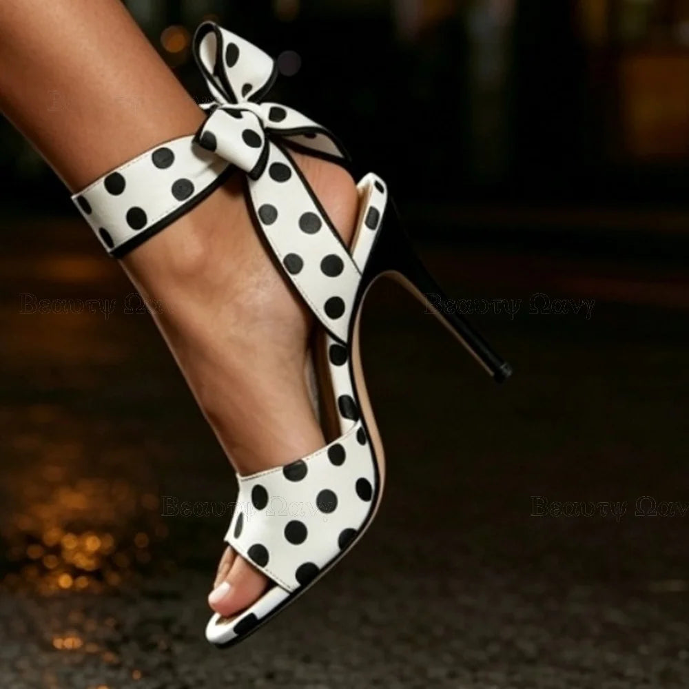 Chic Open Toe Polka Dot Bow Knot Sandals for Women