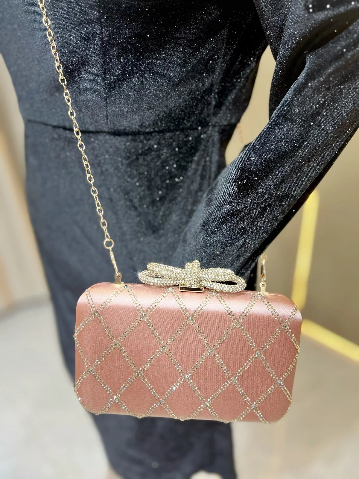 Glitter Rhinestone Clutch Messenger Bag for Women